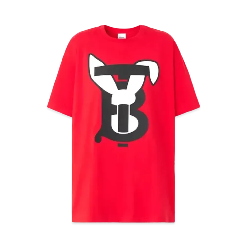 Burberry Rabbit Print Cotton T-shirt "Bright Red"