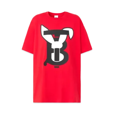 Burberry Rabbit Print Cotton T-shirt "Bright Red"