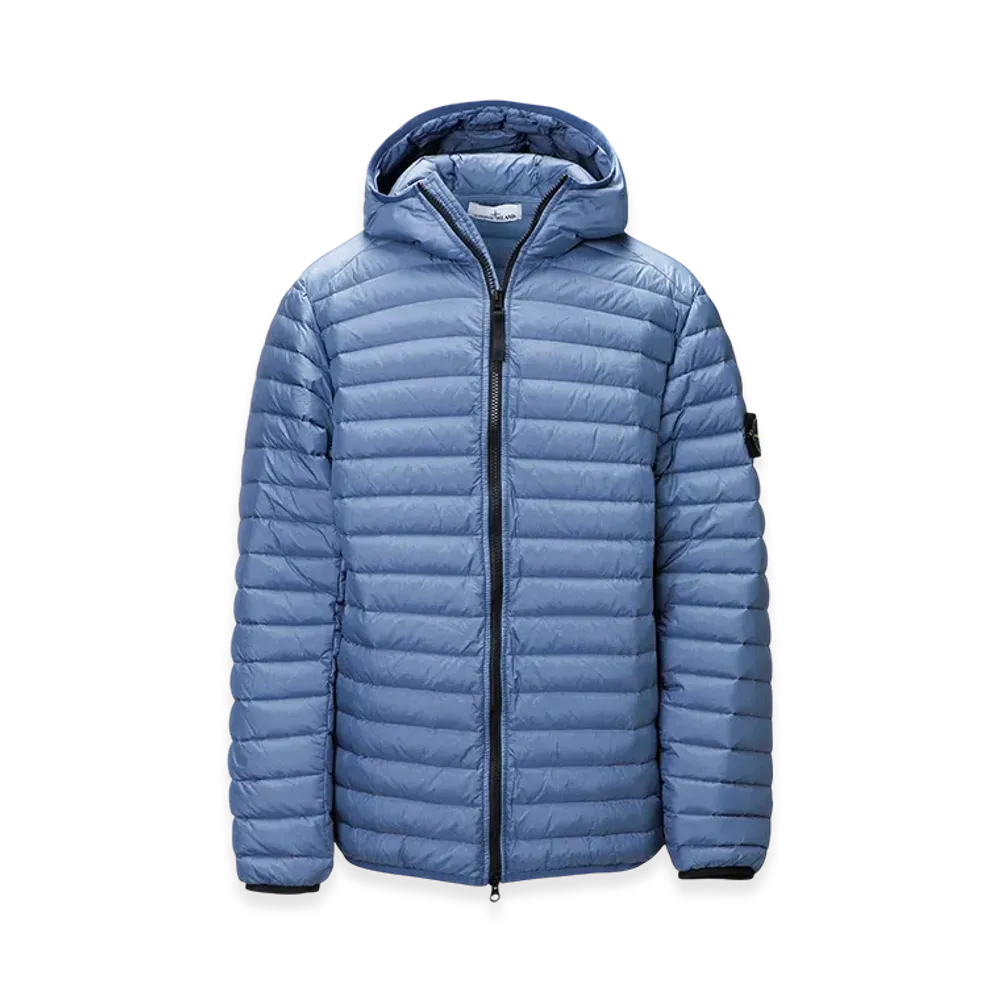 Stone Island Down Jacket 40324 Loom Woven Chambers Nylon Down Packable "Bluegrey"