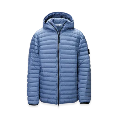 Stone Island Down Jacket 40324 Loom Woven Chambers Nylon Down Packable "Bluegrey"