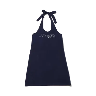 atmos pink Halter Neck Knit Mini Dress "Navy"