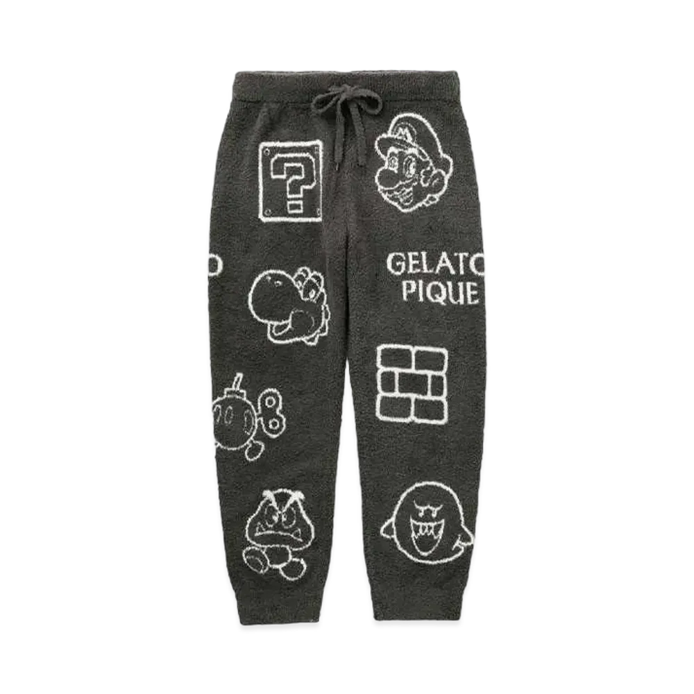 GELATO PIQUE x SUPER MARIO Men's Baby Moco Assorted Jacquard Long Pants "Dark Gray"