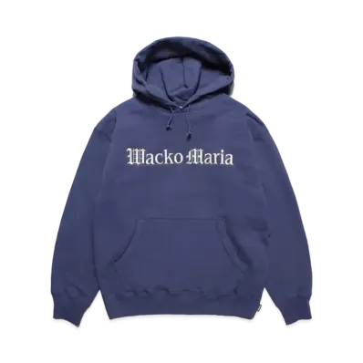 WACKO MARIA Middle Weight Pull Over Hooded Sweat Shirt "Navy"
