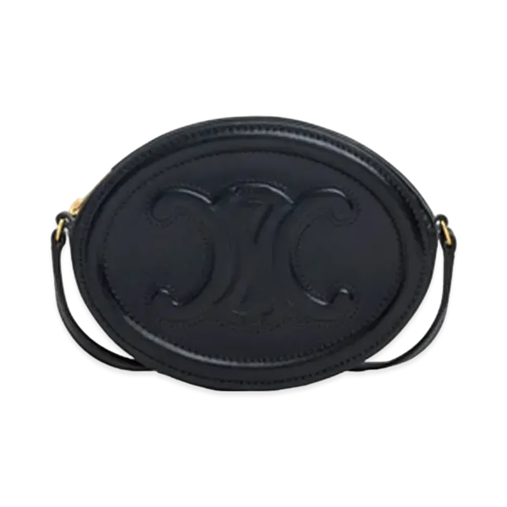 CELINE Crossbody Oval Purse In Smooth Calfskin "Black"