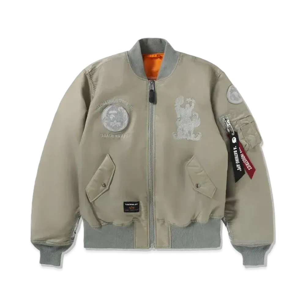 A BATHING APE x ALPHA INDUSTRIES Ma-1 Jacket "Olive"
