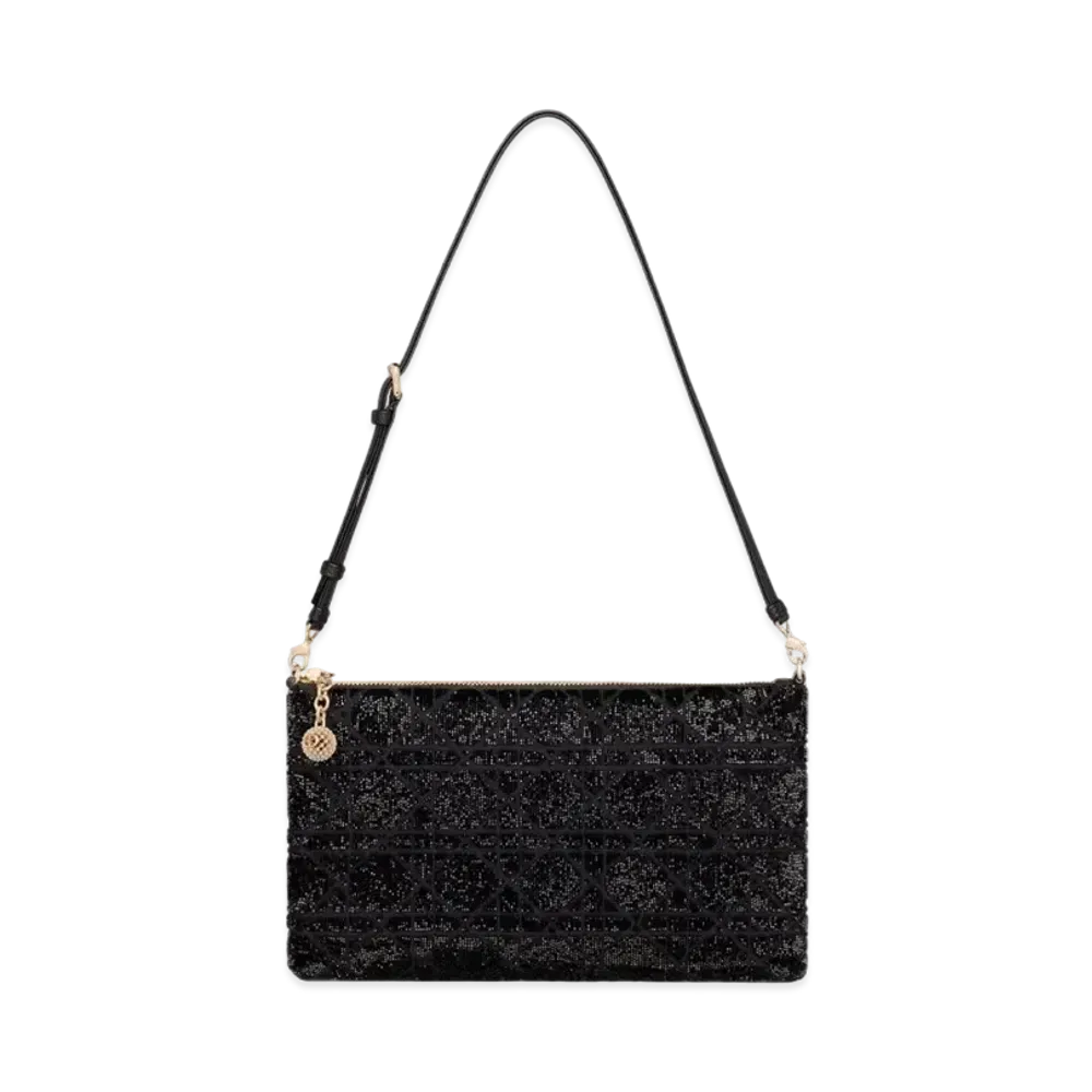 Dior Dream Bag Cannage Cotton Bead Embroidery "Black"