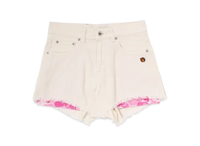 A BATHING APE Women's Baby Lisa One Point Shorts "Ivory"