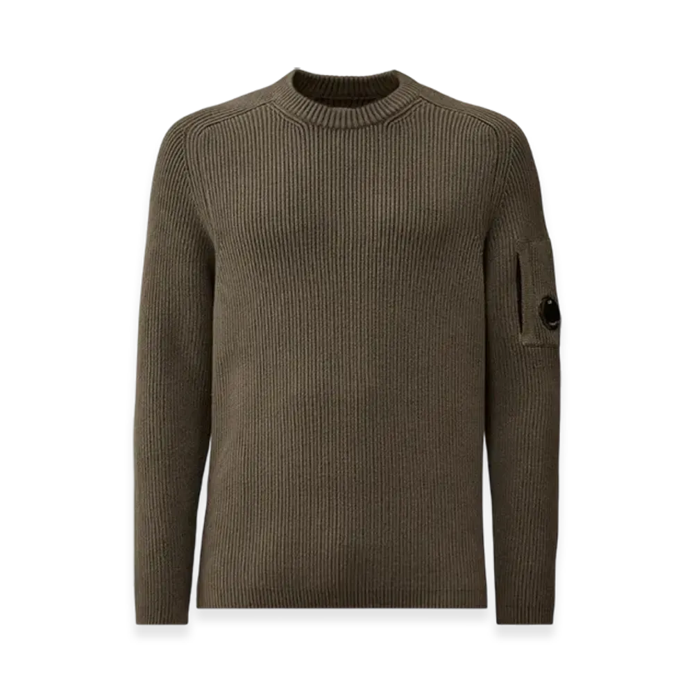 C.P. Company Full Rib Crewneck Lens Sweater "Gunmetal Grey"