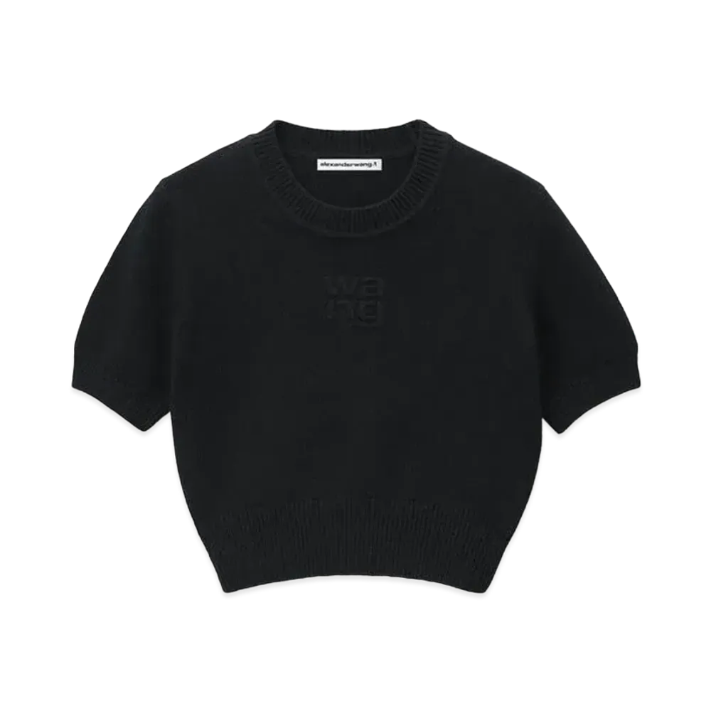 Alexander Wang Short Sleeve Cropped Pullover "Black"