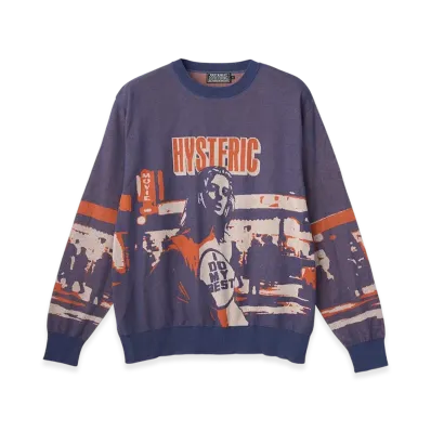 HYSTERIC GLAMOUR East Village 75 Jacquard Sweater "Navy"
