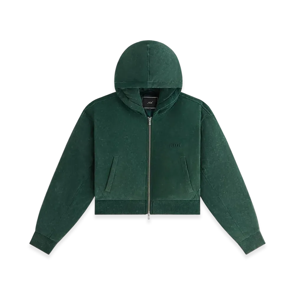 Kith Women Bex Cropped Sueded Jersey Puffer "Montane"