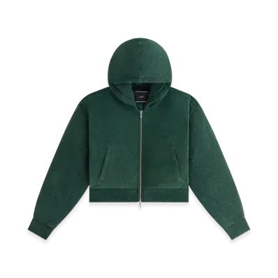 Kith Women Bex Cropped Sueded Jersey Puffer "Montane"