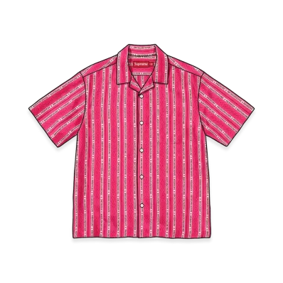Supreme Old English Stripe Silk S/S Shirt "Magenta"