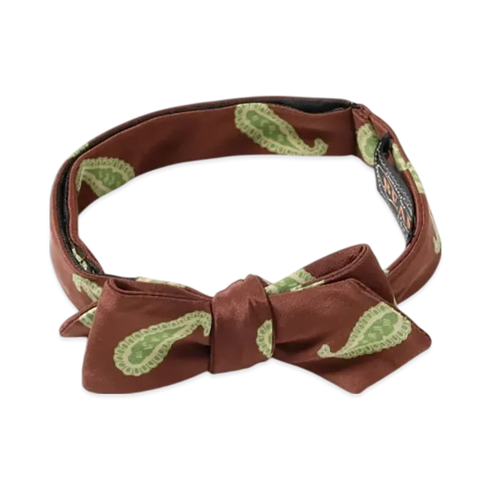 BEAMS Silk Bow Tie Paisley Print "Brown"