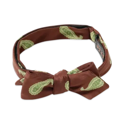 BEAMS Silk Bow Tie Paisley Print "Brown"