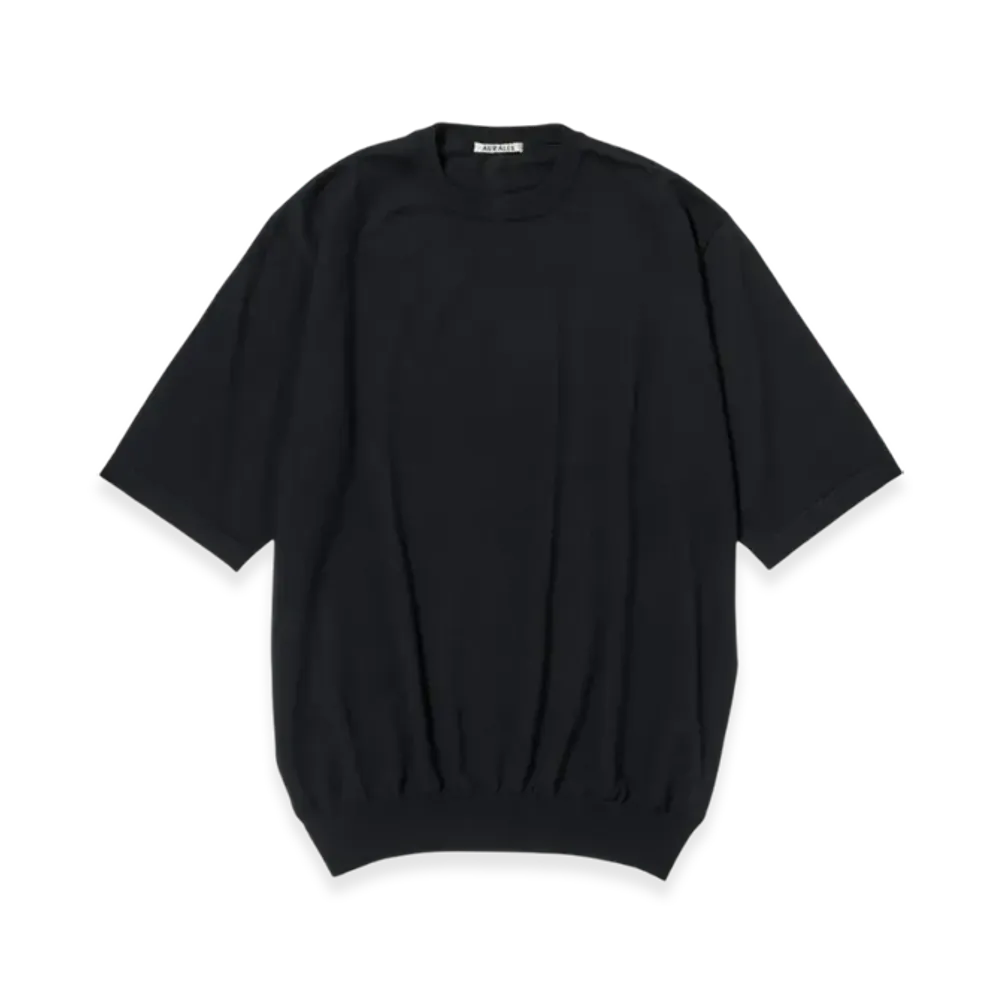 AURALEE Cashmere Hard Twist Knit T-Shirt "Black"