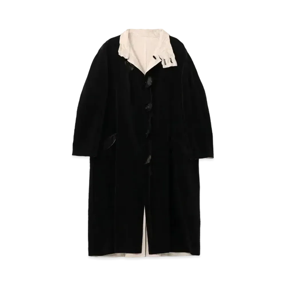 Yohji Yamamoto Pour Homme VELVETEEN x FLAX DOUBLE FACED STAND COAT "Black"