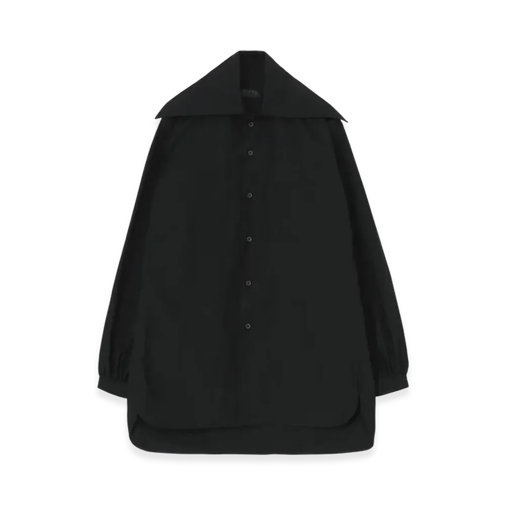 S'YTE Cotton/Linen Washer Typewriter Big-Collared Shirt "Black"
