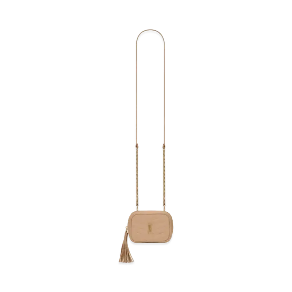 Saint Laurent Lou Baby Bag In Quilted Grain De Poudre Embossed Leather "Dark Beige"