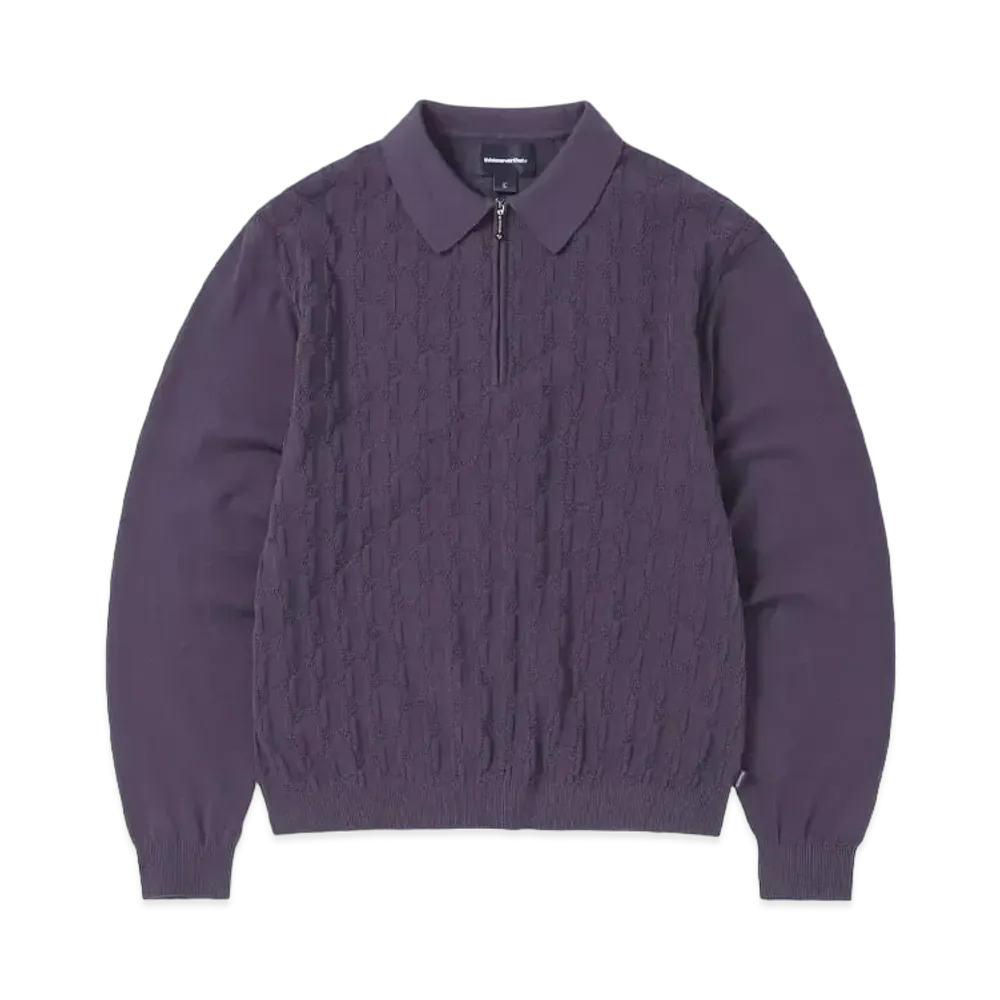 thisisneverthat Cable Knit Zip Polo "Violet"