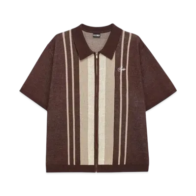 SPLR Stripe Zip Knit Polo "Brown"