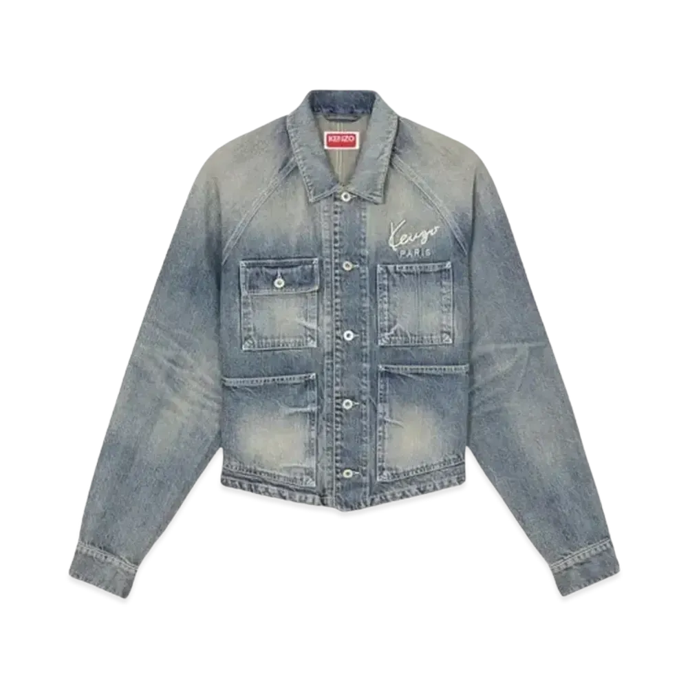 KENZO 'CREATIONS' Trucker Jacket "Stone Bl Dirty Blue Denim"