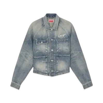 KENZO 'CREATIONS' Trucker Jacket "Stone Bl Dirty Blue Denim"