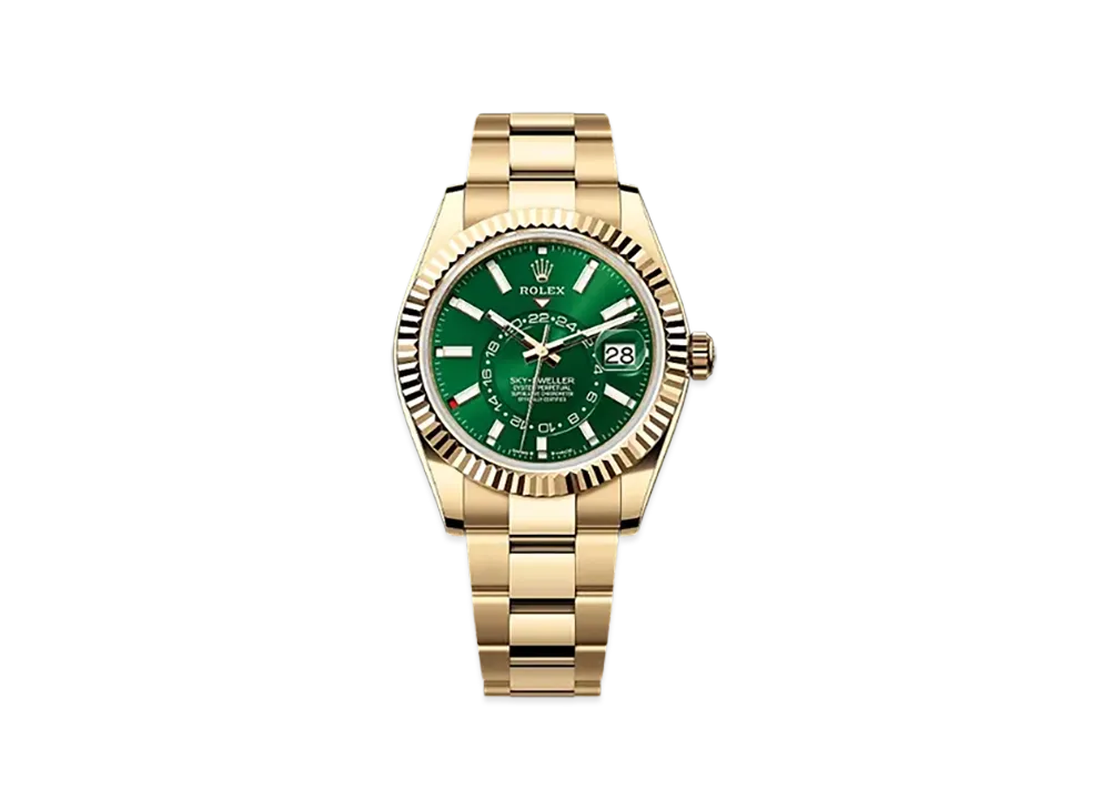 ロレックス スカイドゥエラー 42mm イエローゴールド 336938 "ブライトグリーン"