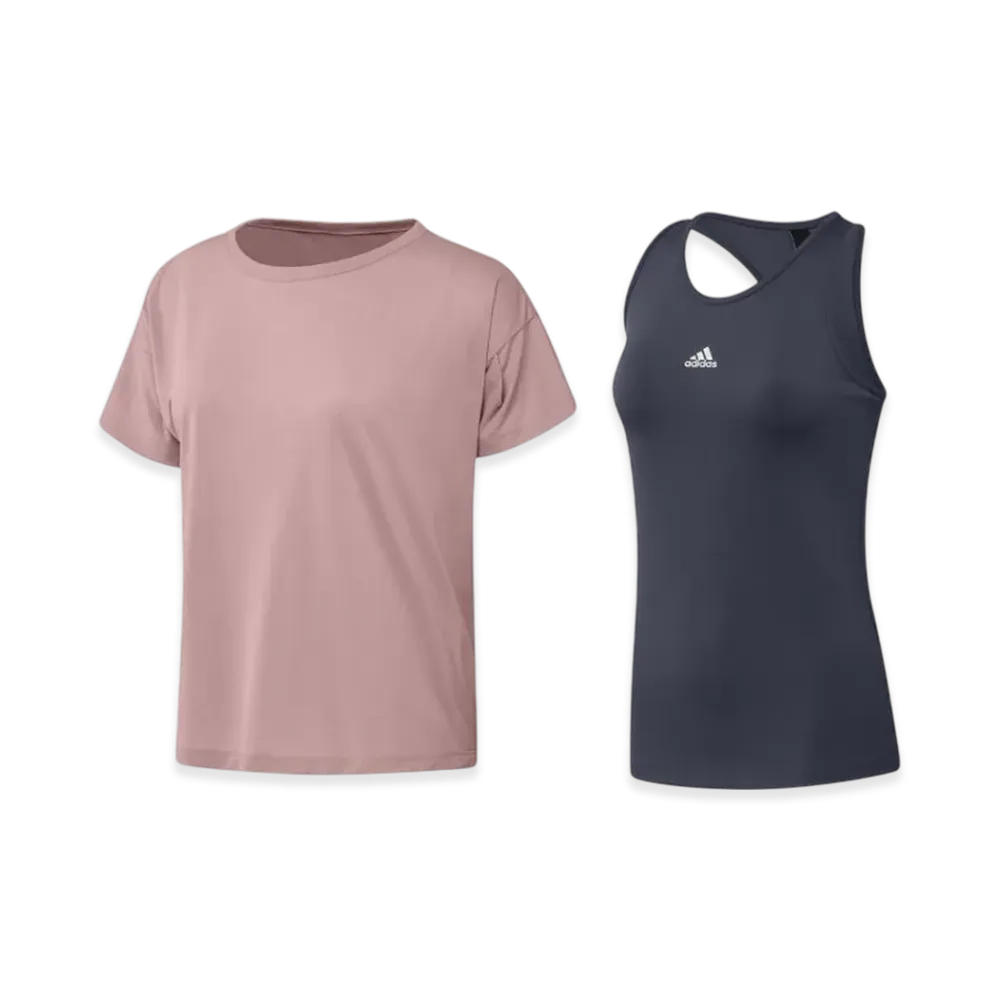 adidas Women's Loose Fit 2-in-1 Short Sleeve T-Shirt "Pink"