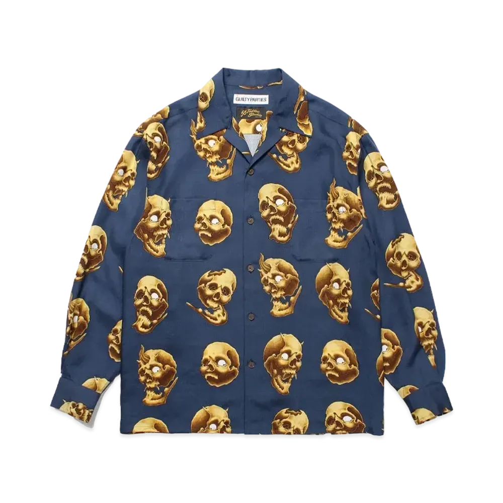 WACKO MARIA 56 Tattoo Studio / Hawaiian Shirt "Navy"