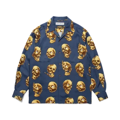 WACKO MARIA 56 Tattoo Studio / Hawaiian Shirt "Navy"