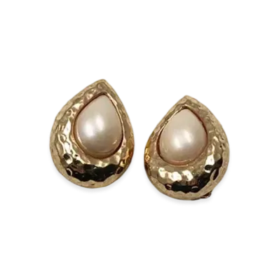Dior Teardrop Pearl Earrings "Gold"