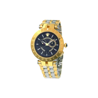 Versace V-Race Dual Time Quartz 46mm "Silver/Gold/Black"