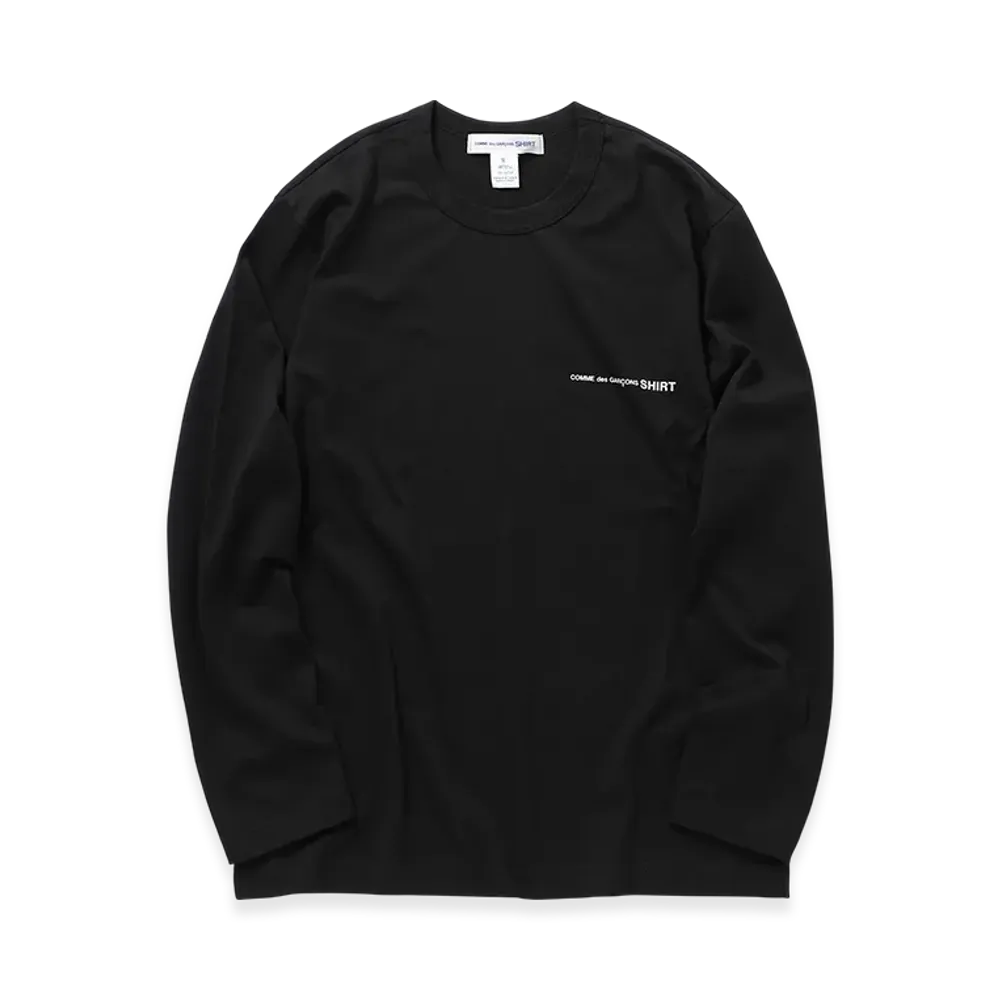 COMME des GARCONS SHIRT Cotton Jersey Plain With Printed CDG Shirt Logo On Chest "Black"