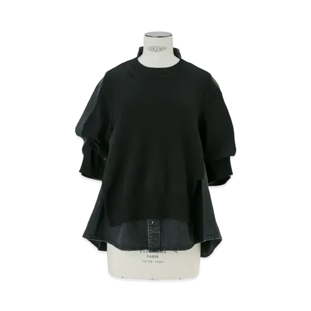 sacai Denim x Knit Pullover "Black"