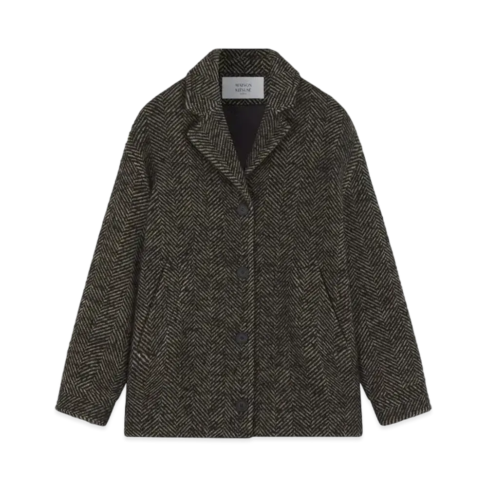 Maison Kitsune Short Coat "Pebble/Black"