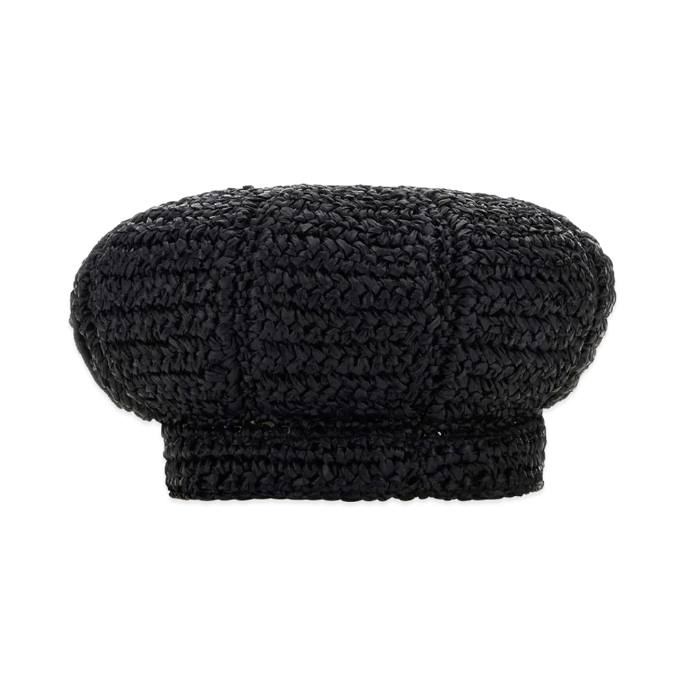 PRADA Women's Rafia Baker Boy Hat "Black"