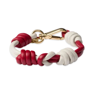 PRADA Braided Nappa Leather Bracelet "Red/White"