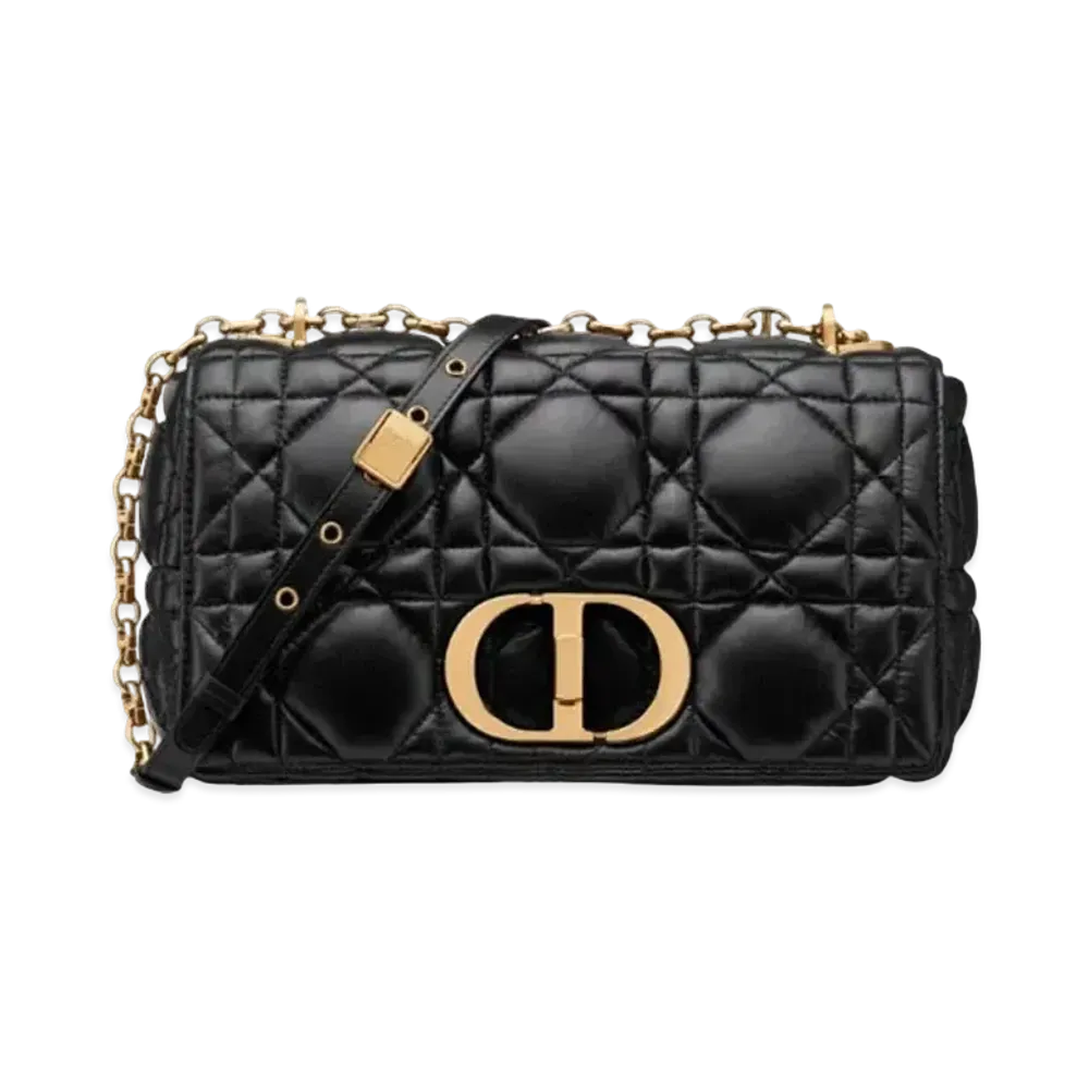 Dior Medium Caro Bag Supple Cannage Calfskin "Black"