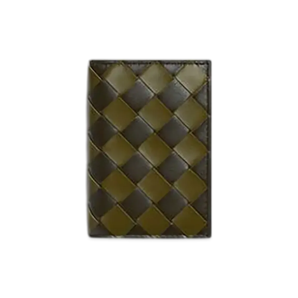 Bottega Veneta Intrecciato Flap Card Case "Khaki/Olive Oil"