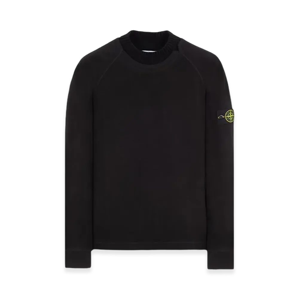 Stone Island 60954 Garmendt Dyed Gauzed Cotton Nylon Fleece Mock Turtleneck Sweatshirt - 23FW "Black"