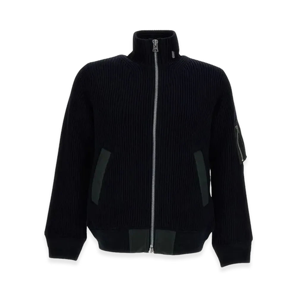 sacai Ribbed Knit Blouson "Blue"