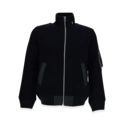 sacai Ribbed Knit Blouson "Blue"