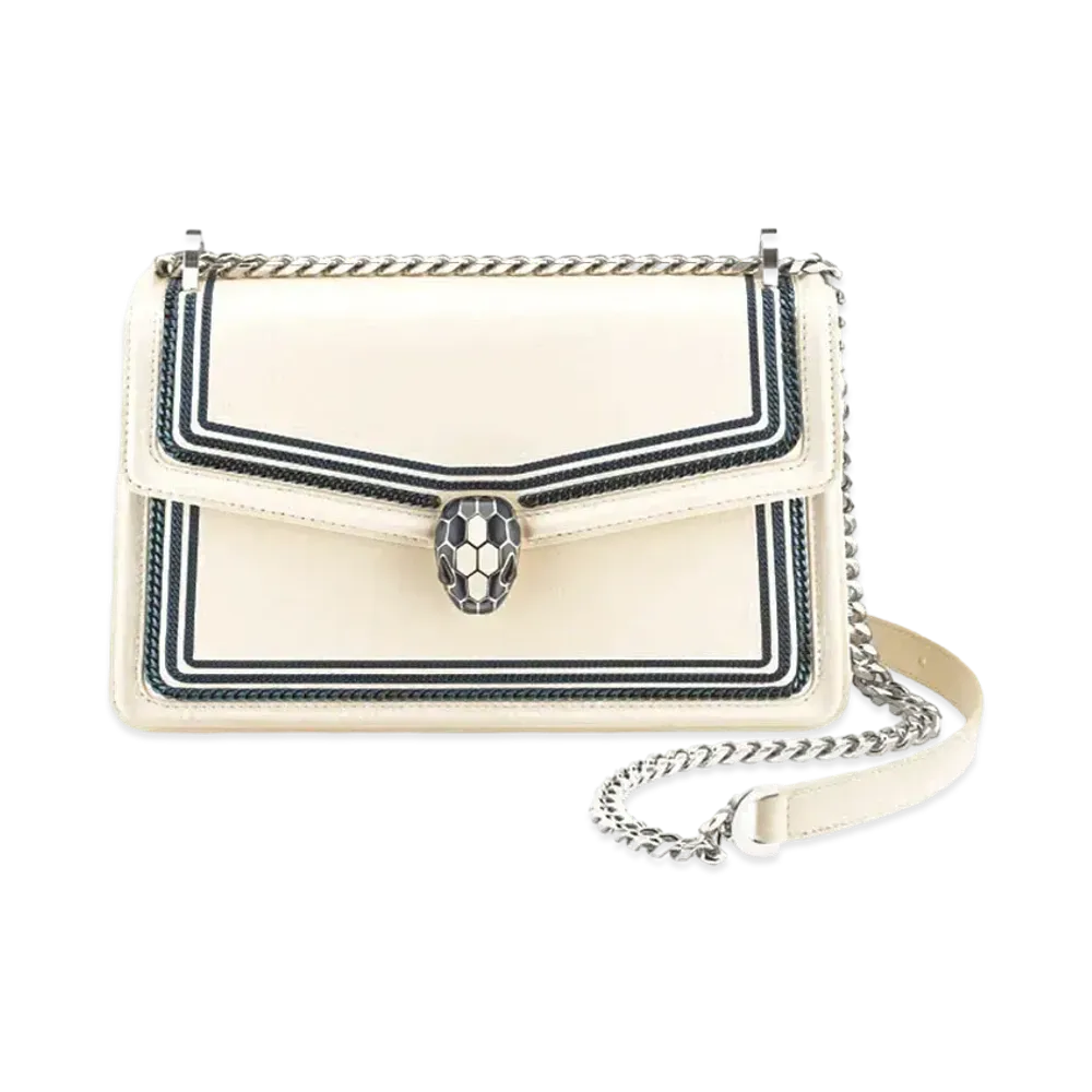 BVLGARI Serpenti Diamond Blast Shoulder Bag "White"