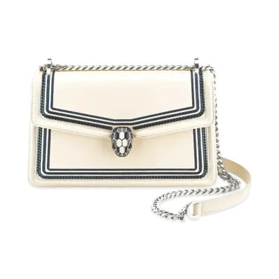 BVLGARI Serpenti Diamond Blast Shoulder Bag "White"