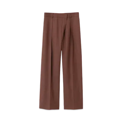 Paul Smith Women's Wool Flannel Tucked Wide Pants "Coral"