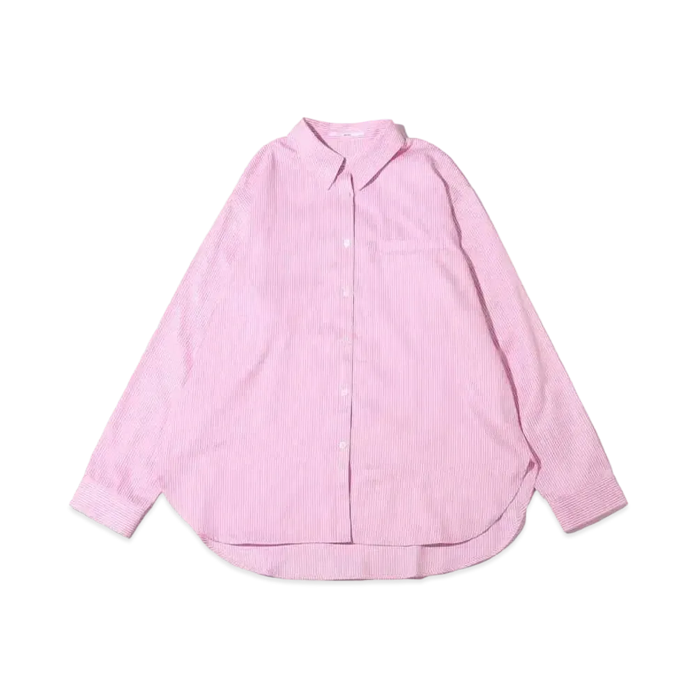atmos pink Rhinestone Striped Shirt "Pink"