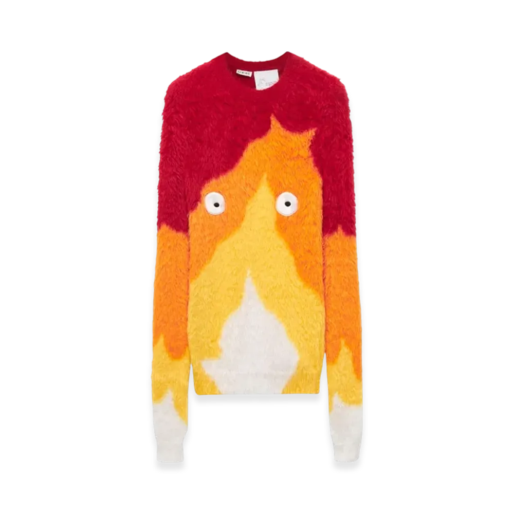 LOEWE x Howl's Moving Castle Calcifer Sweater in Intarsia Knit Multitone "Orange Multitone"
