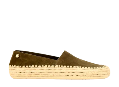 LOEWE Women's Rio Slipper in Suede and Raffia "Khaki Green"