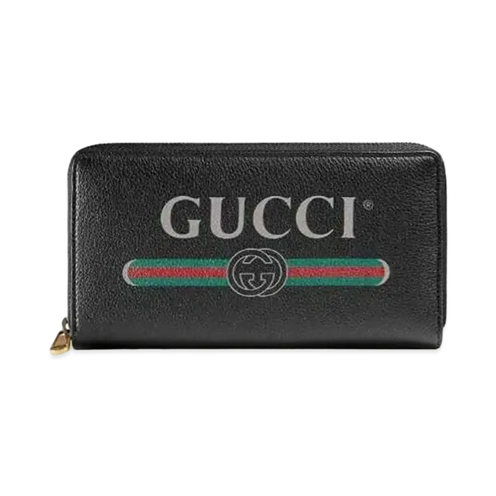 GUCCI Vintage Logo Print Zip Around Wallet "Black"